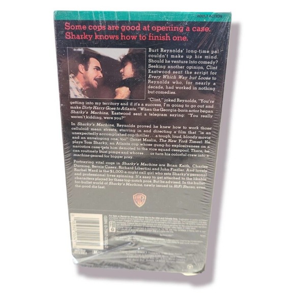 Sharky's Machine VHS Action Burt Reynolds Warner Home Video Movie - Picture 3 of 5